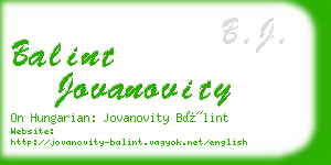 balint jovanovity business card